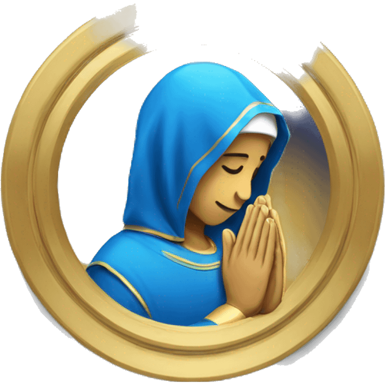 Badge of someone praying, gold and blue  emoji