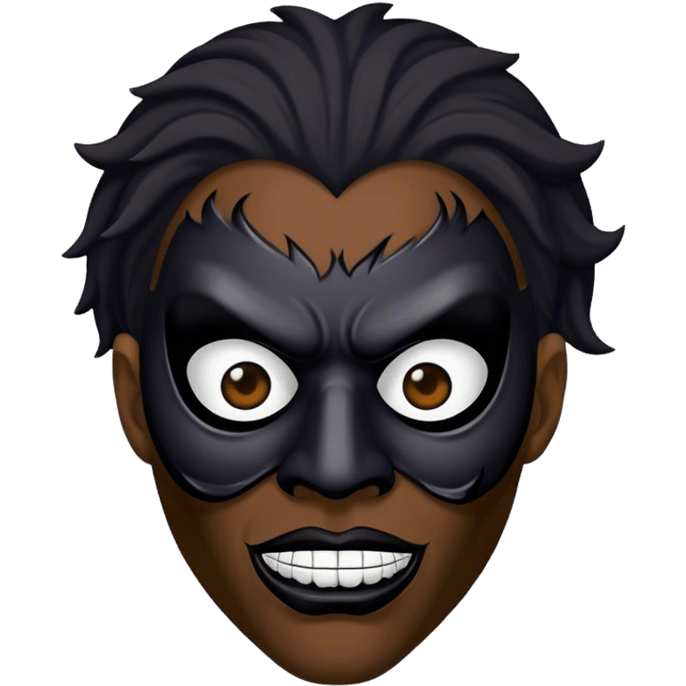 dark skinned black man wearing scary mask emoji