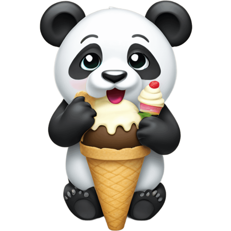 Panda eating ice cream emoji