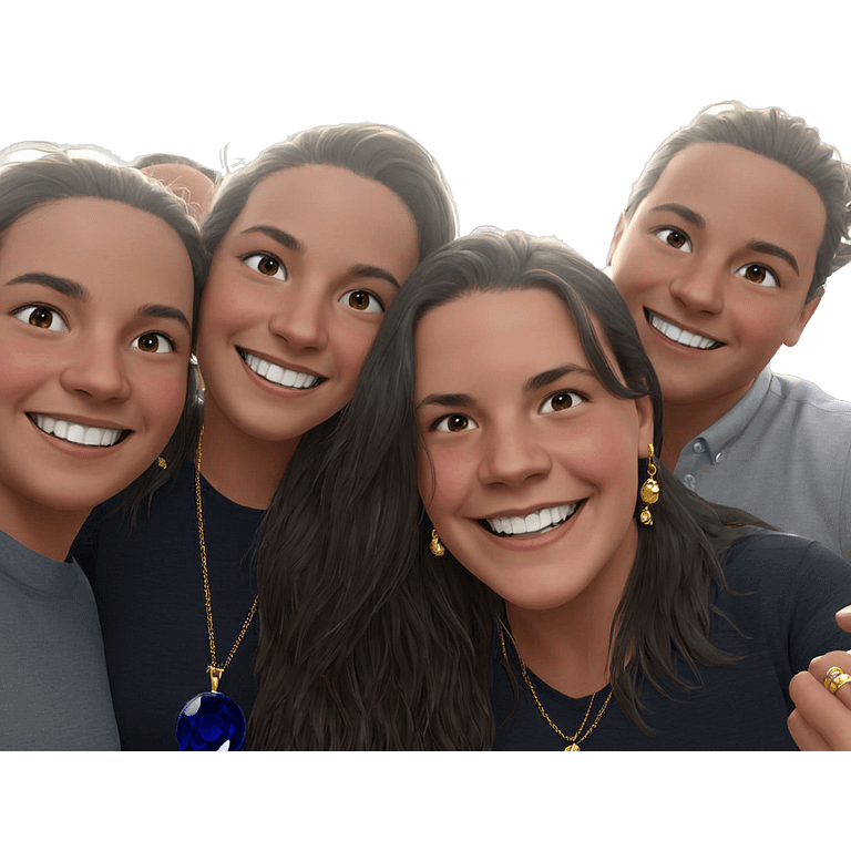 happy group portrait with jewelry emoji