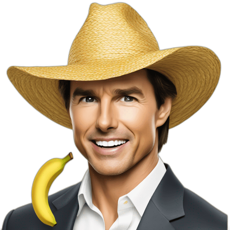 Tom cruise eating a banana in a straw hat emoji