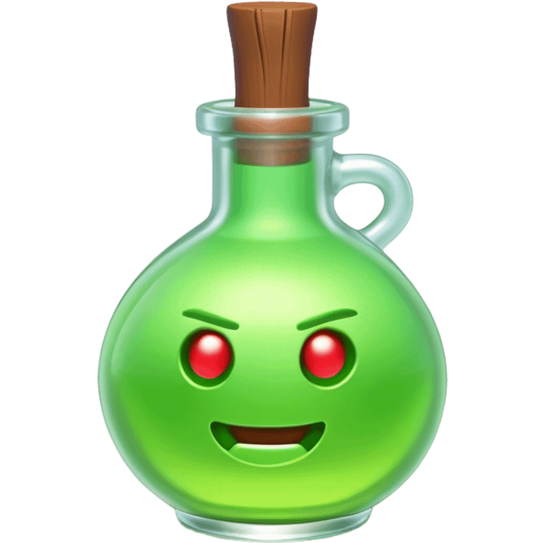 Clash of Clans aesthetic: Cinematic Playful Pixel 3D green health Potion Emoji, rendered in a 3D vector-style similar to standard emojis with minimal shading and bold, simplified shapes. A compact, distinct form with signature details, softly glowing with a pixelated adventure charm. Simplified yet unmistakably iconic, highly detailed and consistent, glowing with a soft radiance and high shine. Stylized with a touch of classic pixel-art charm and a soft glowing outline, capturing the essence of a beloved gaming relic with a friendly, playful manner! emoji