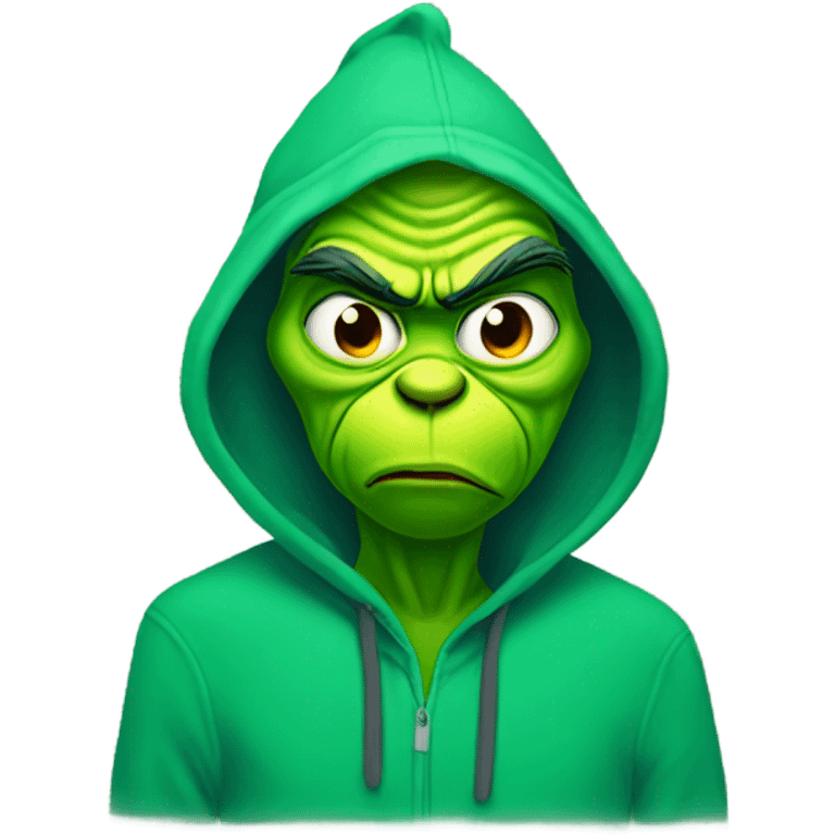 Grinch wearing hoodie  emoji