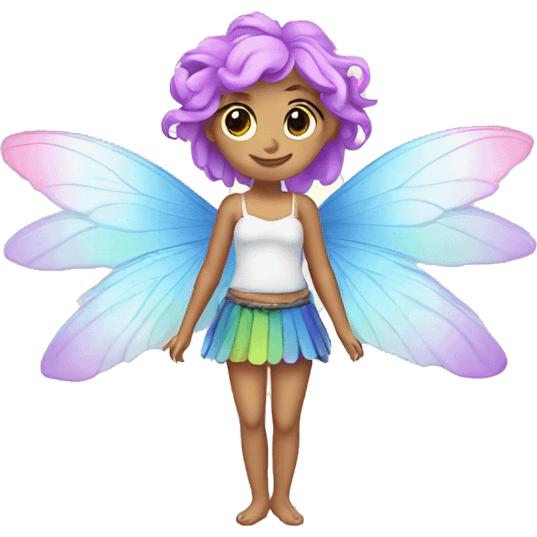 Fairy with rainbow hair and wings Caucasian  emoji