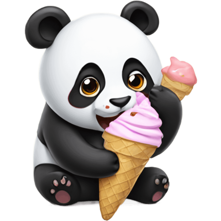 Panda eating ice cream emoji