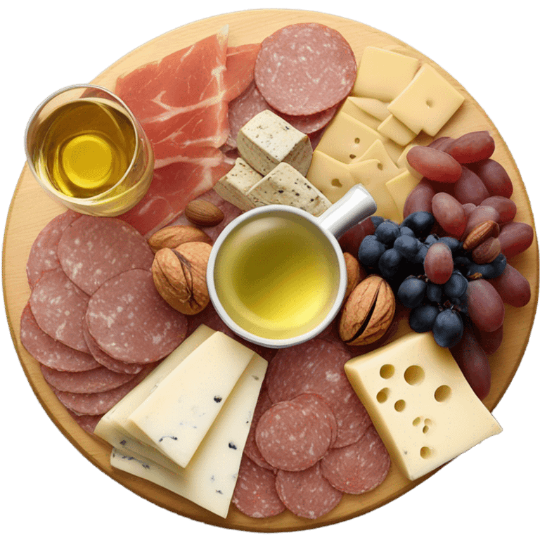 aesthetic charcuterie board with white wine  emoji