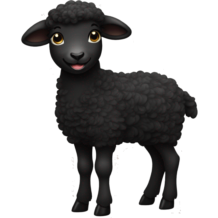 happy little black lamb with long curls emoji