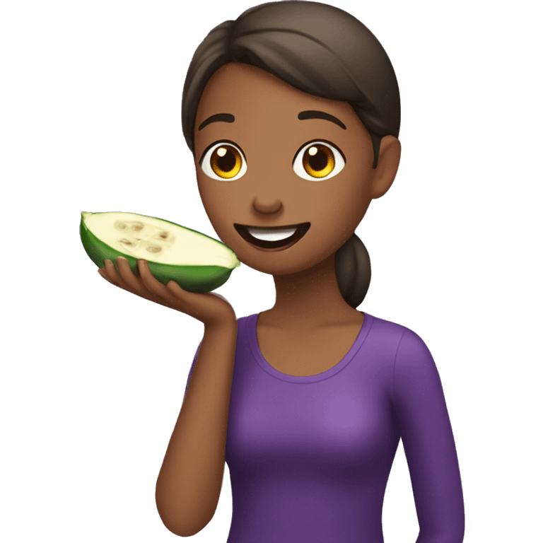 Girl eating eggplant emoji