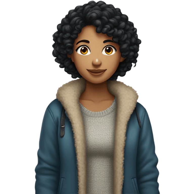 Black curly hair girl cozy emoji