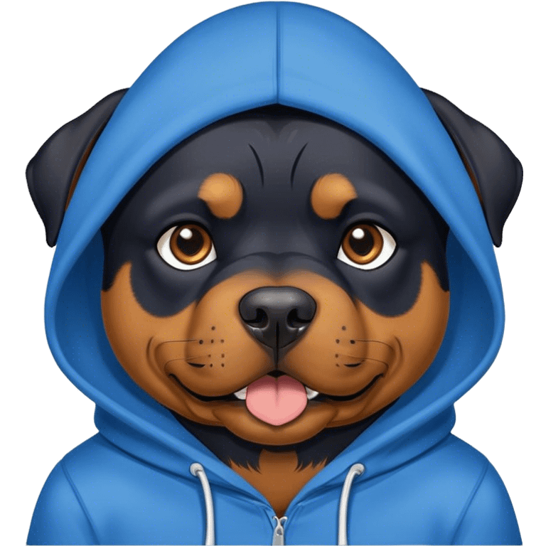 Rottweiler con sudadera azul emoji