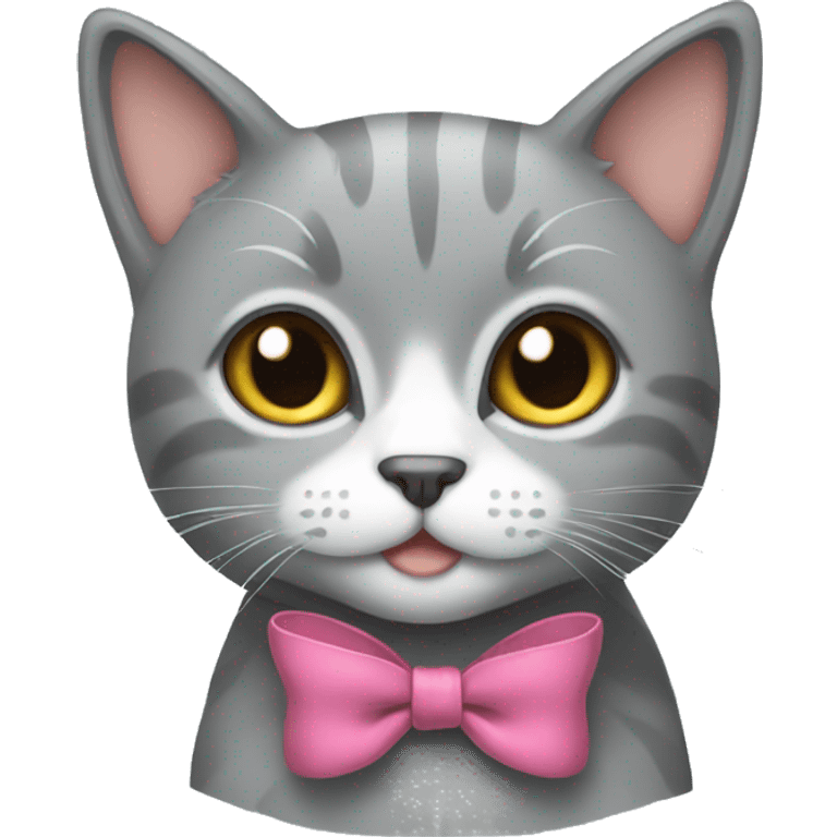 Gray cat with a bow emoji