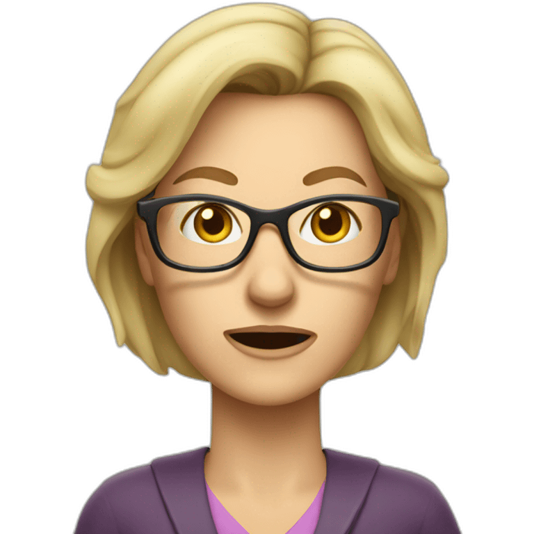 Middle-aged blond woman teacher with Long hair withot glasses being pissed off emoji