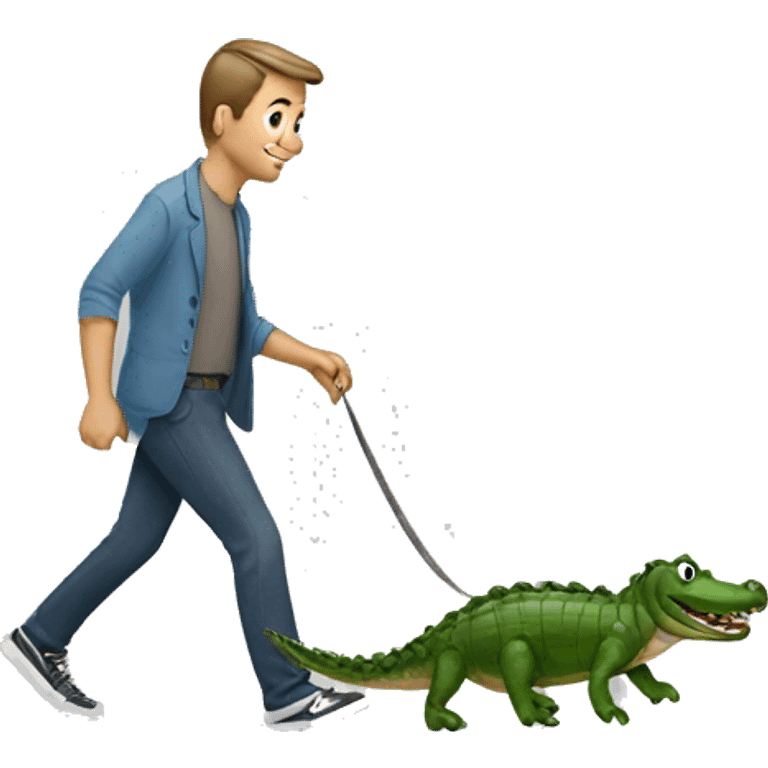 Man walking pet alligator  emoji