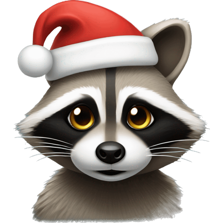 Raccoon wearing a santa hat emoji