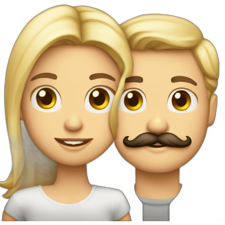 Chico con bigote besando a chica rubia emoji