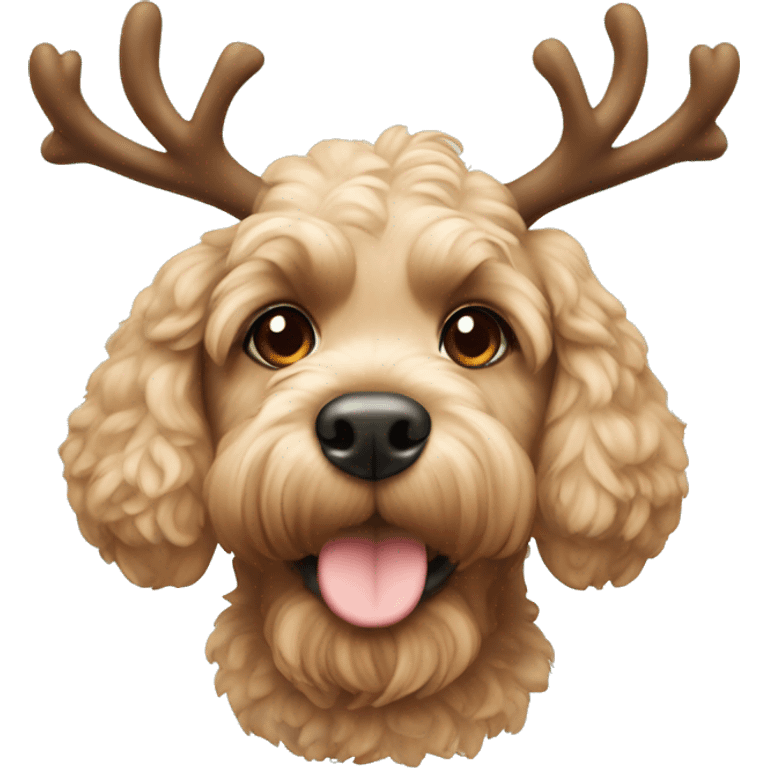 cockapoo with reindeer antlers emoji