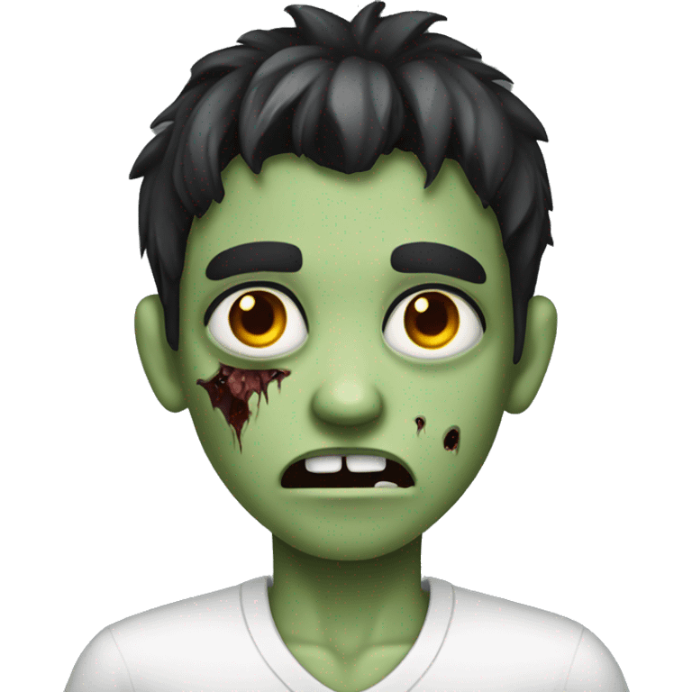 boy zombie with dark hair and white shirt emoji