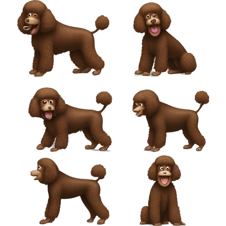 Brown poodle barks at a chimpanzee emoji