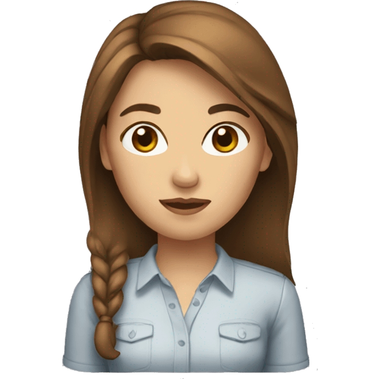 woman with brown hair with a shirt emoji