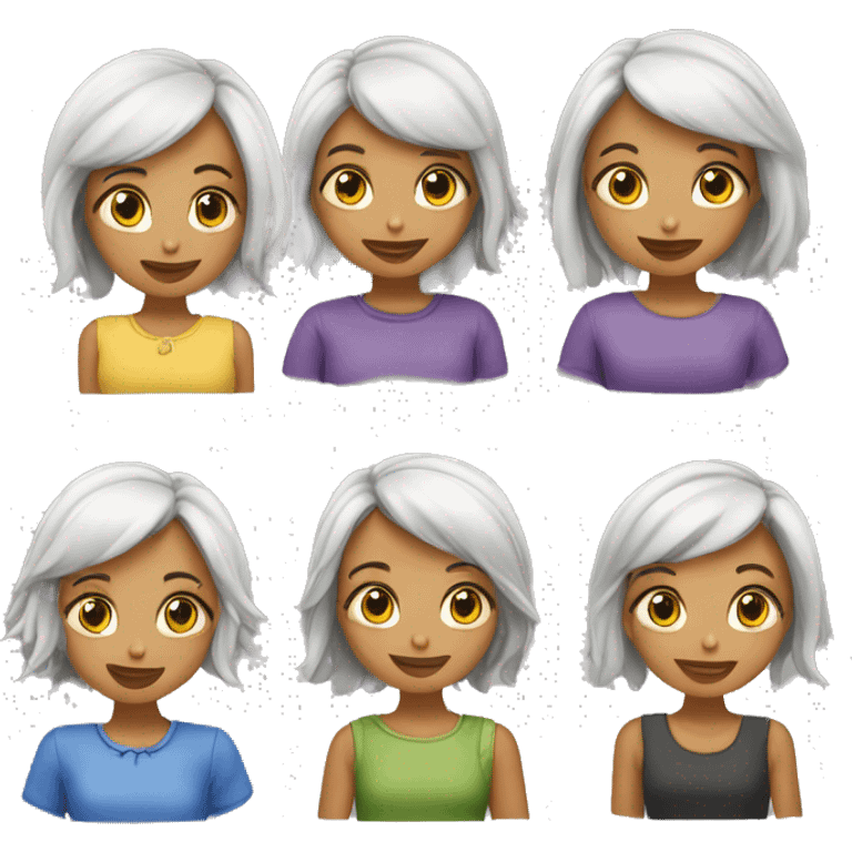 5 filles câlin emoji