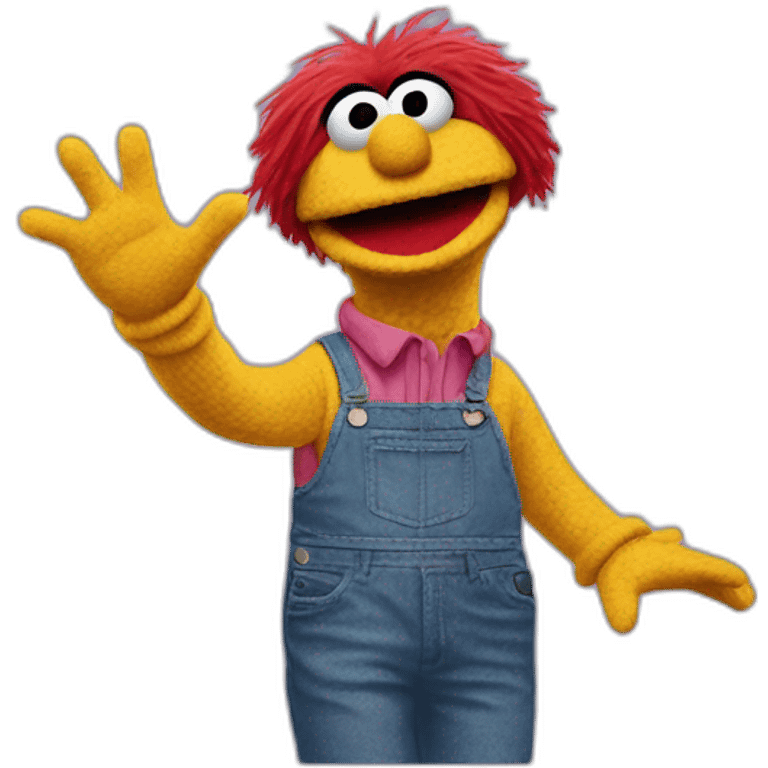 Sesame street waving gesture emoji