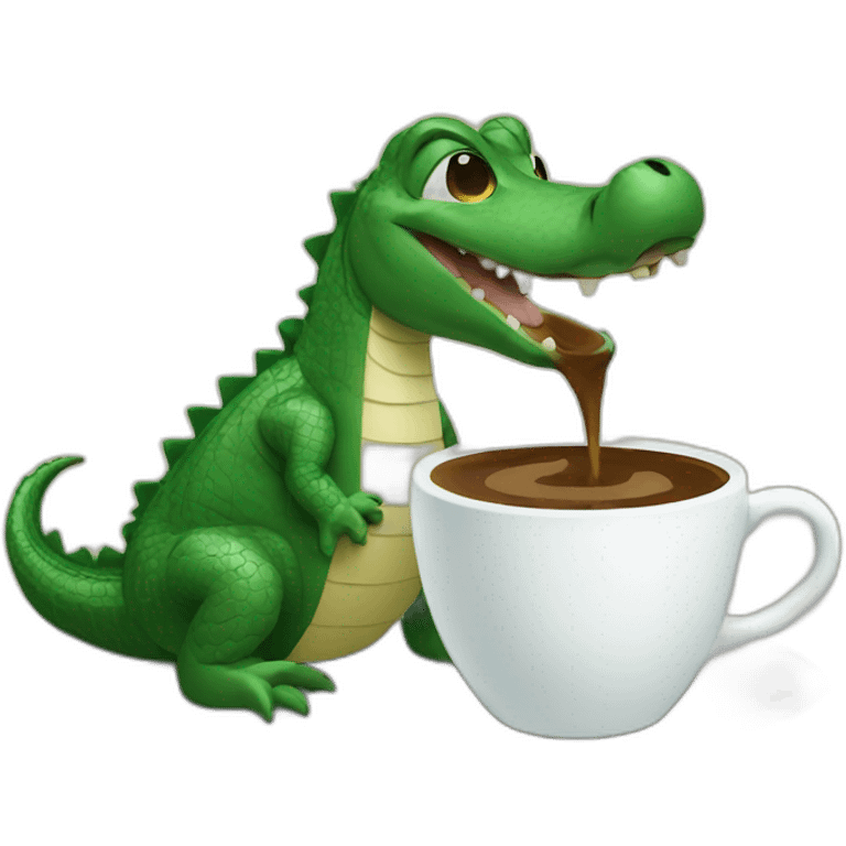 Alligator Drinking Coffee emoji