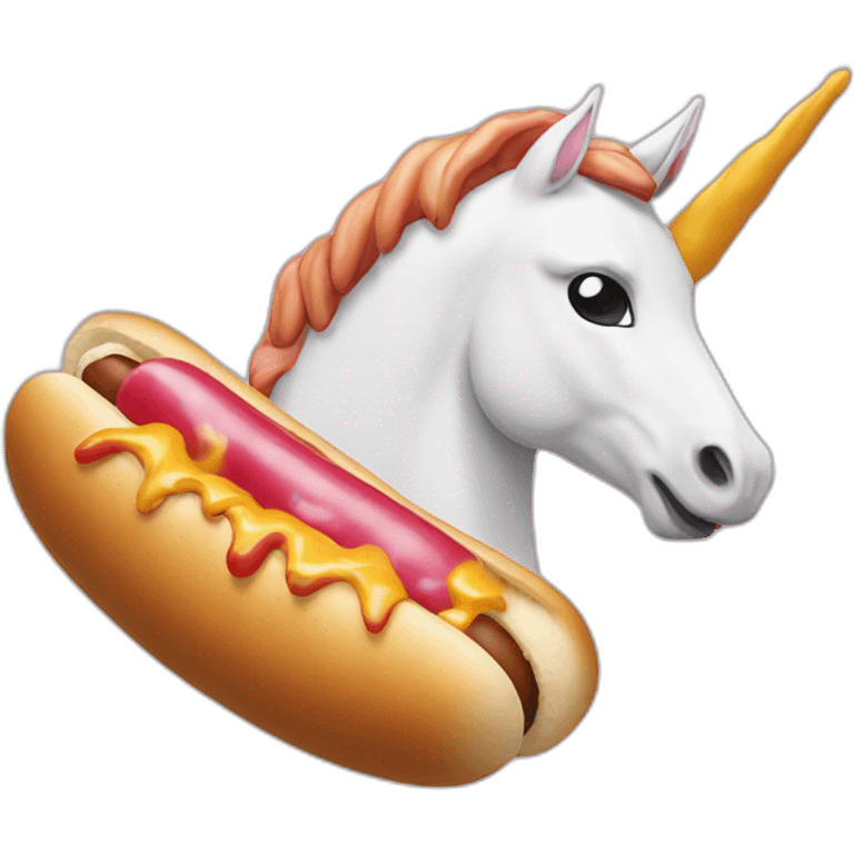 Unicorn eating a hot dog emoji