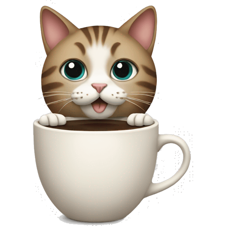 Cat with coffee emoji