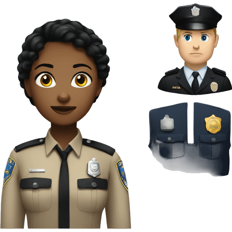 Black hair woman with Caucasian police officer  emoji