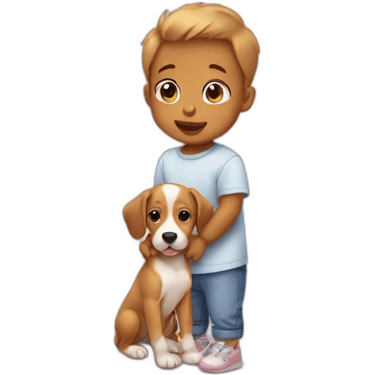 Human Baby with cute dog  emoji