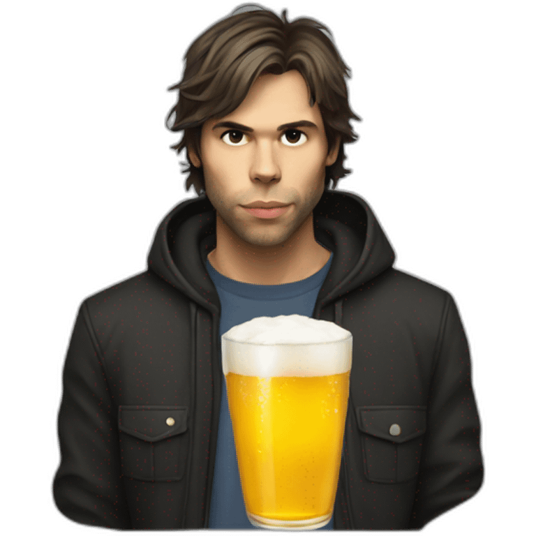  Orelsan with cat drink beer emoji