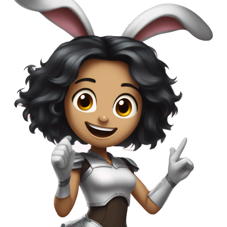 Alita worrior princess as a bunny cheering emoji