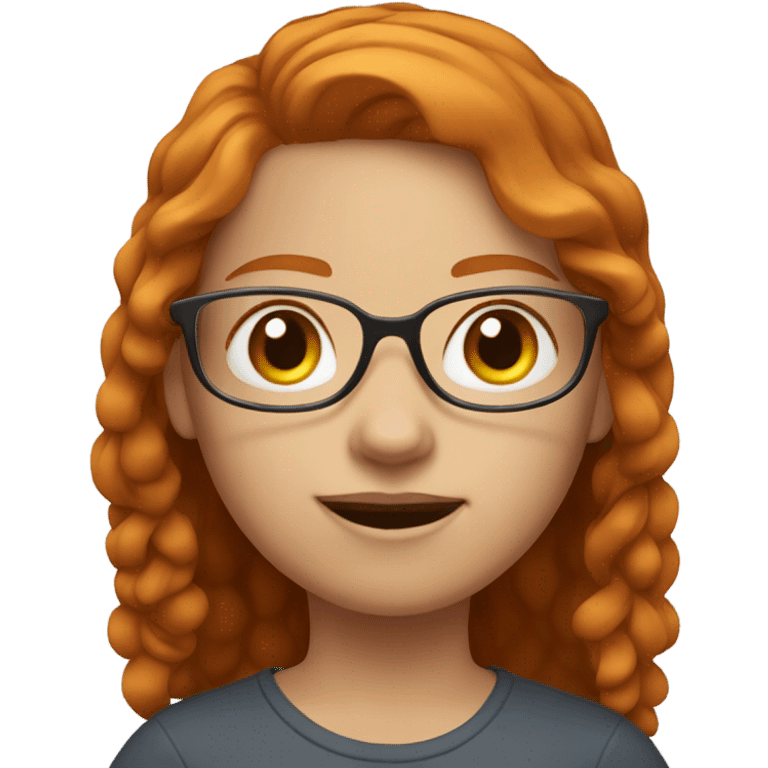 ginger haired girl with brown eyes, white skin and transparent glasses emoji