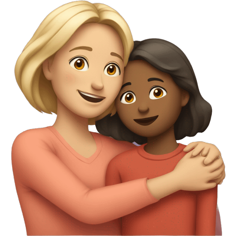 mother and daughter hugging emoji