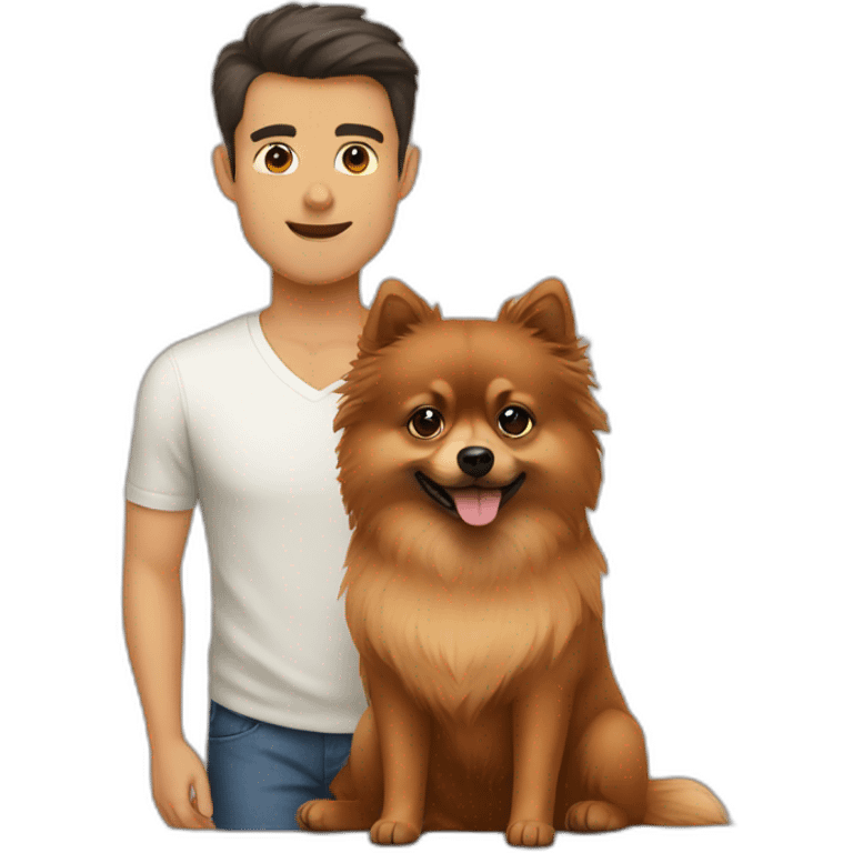 wife husband and brown Pomeranian  emoji