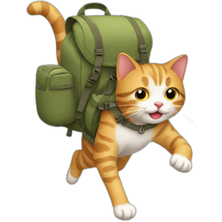 cat running from rucksack emoji