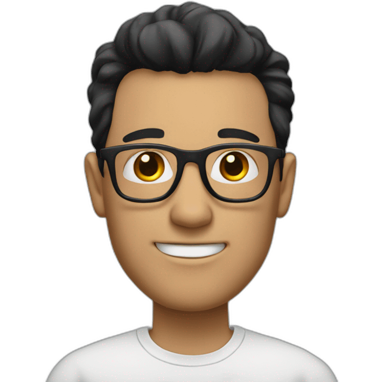 White man with black hair and big forhead wearing glasses emoji