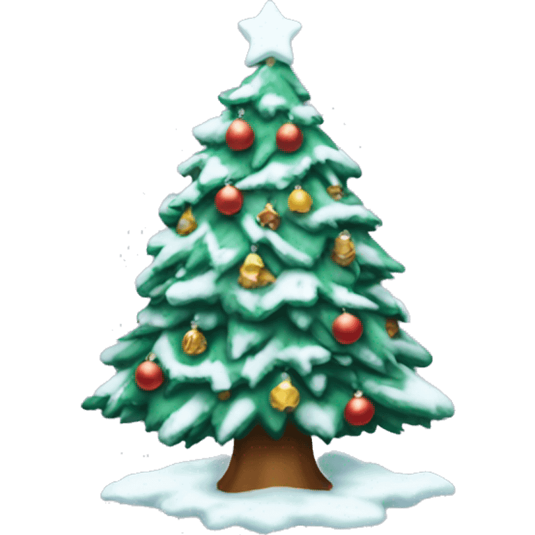 A snowy crazy Christmas tree emoji