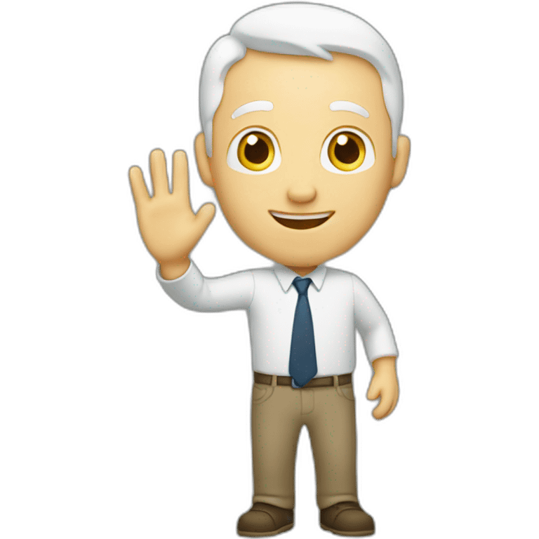 white man waving hello emoji