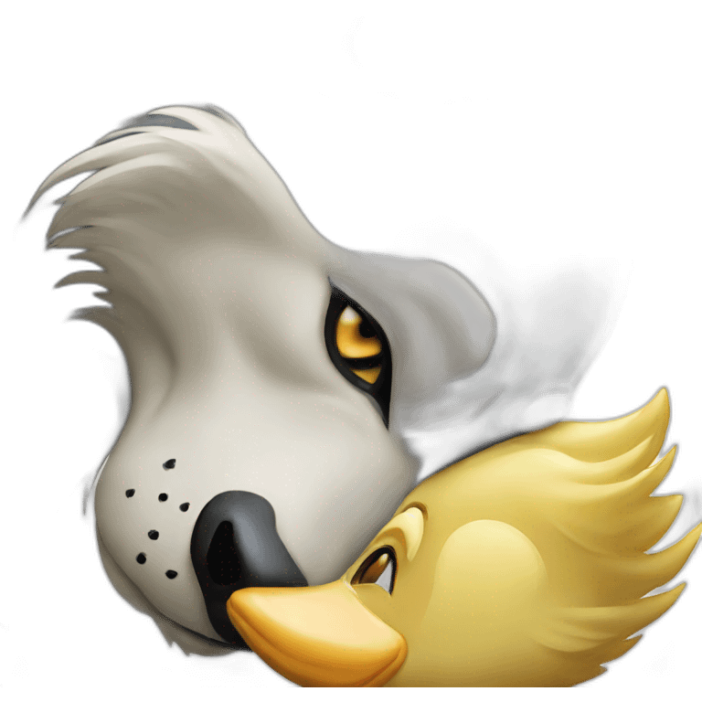 A Duck kiss a wolf emoji