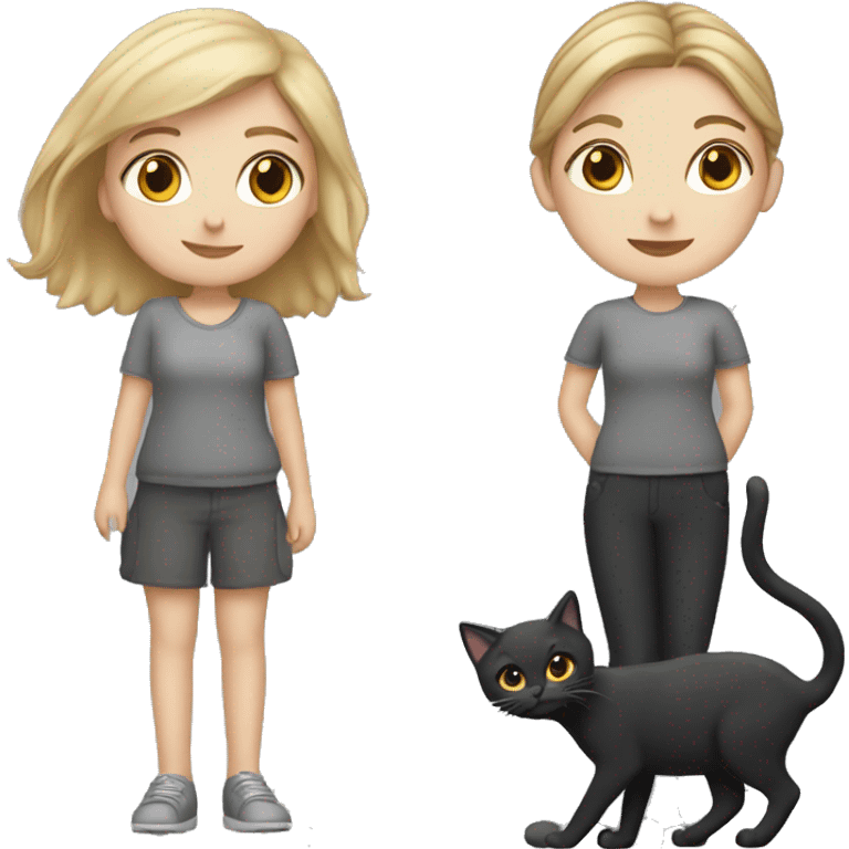  white girl with 2 cats  one dark grey and one black emoji