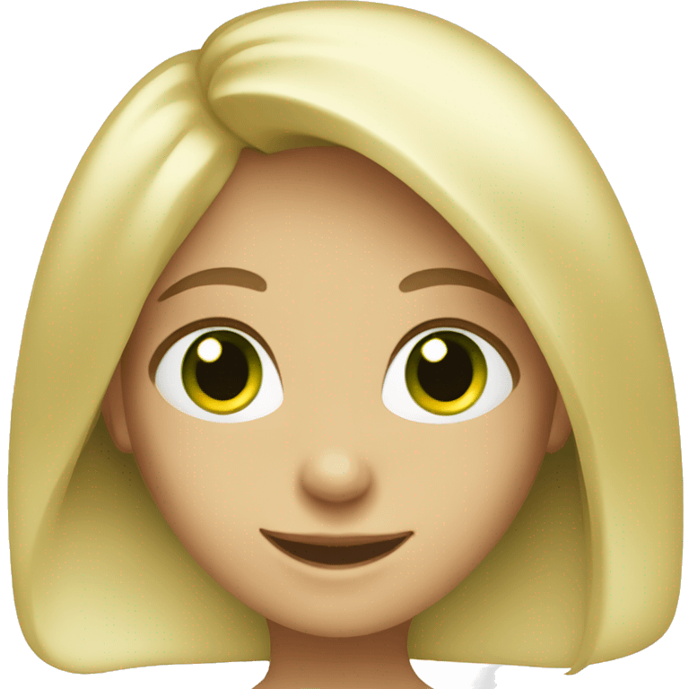 Blonde girl with green eyes smiling  emoji