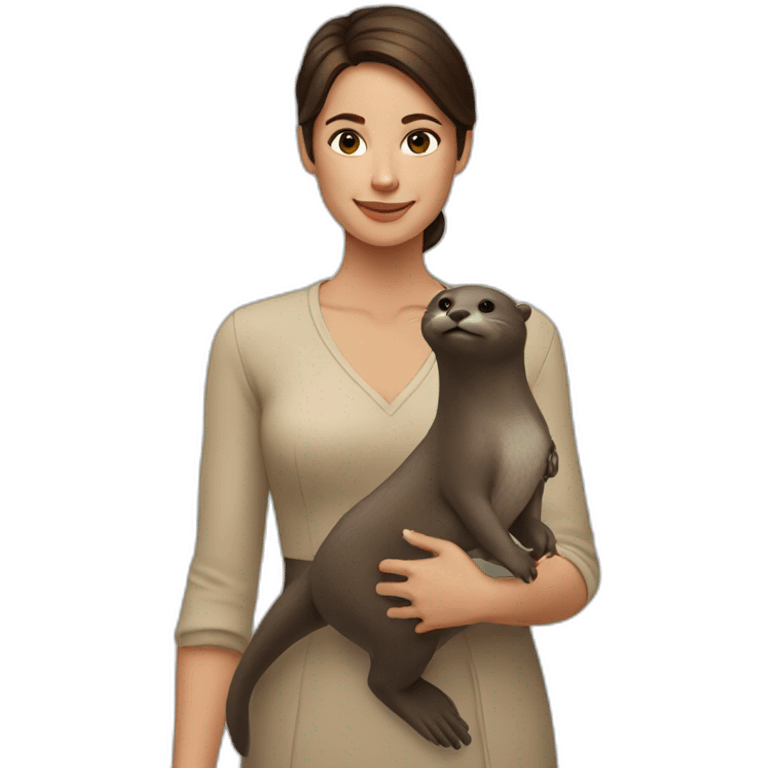 brunette woman and otter emoji