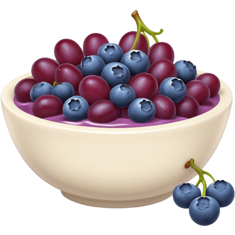 Burgundy yoghurt bowl with grapes and blueberries  emoji