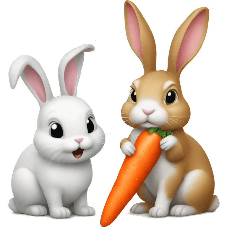 Bunny eating a carrot beside another bunny eating a carrot emoji