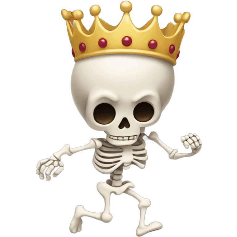 Skeleton running with crown on head emoji