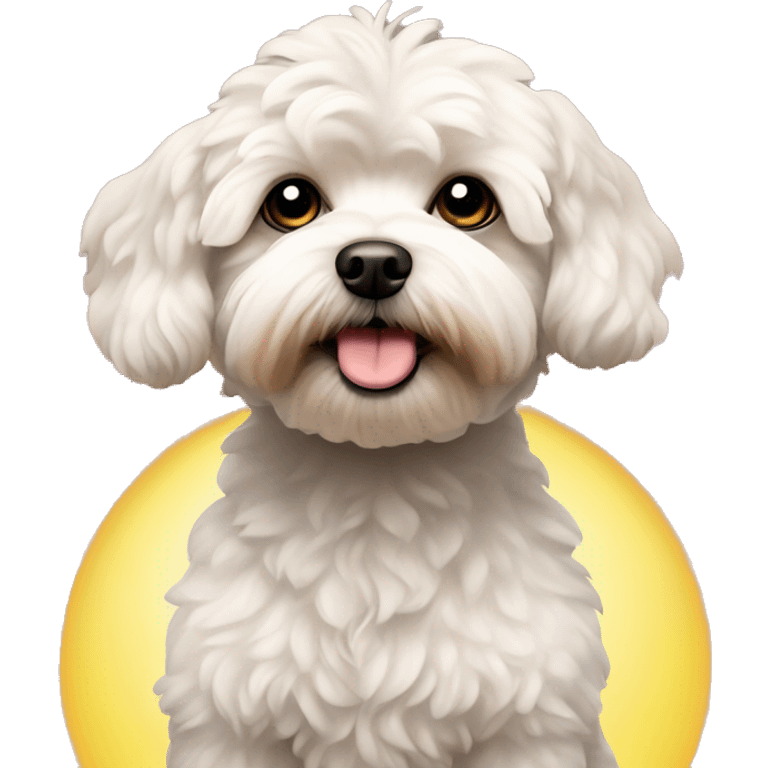 Maltipoo dog with sun behind head  emoji