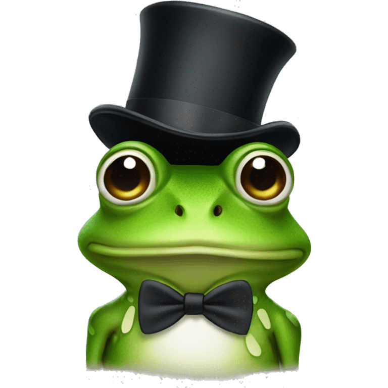 Frog wearing a top hat emoji