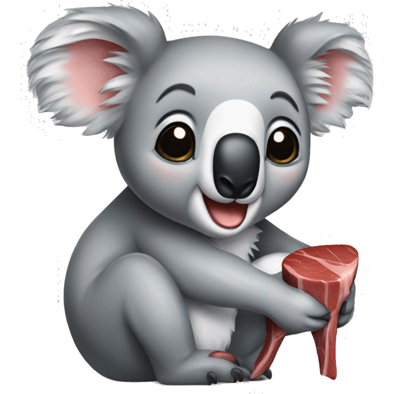 a cute koala eat steak emoji