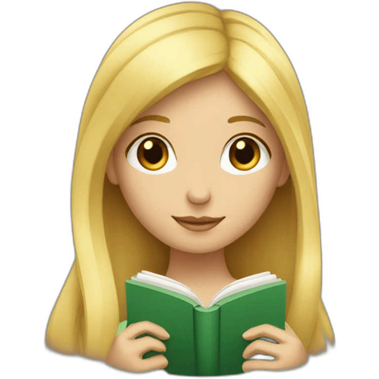 blond girl with the book emoji